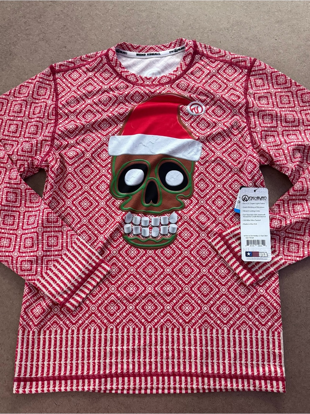 Inknburn men Red Holiday Skull Sweater with Santa Hat  XS
